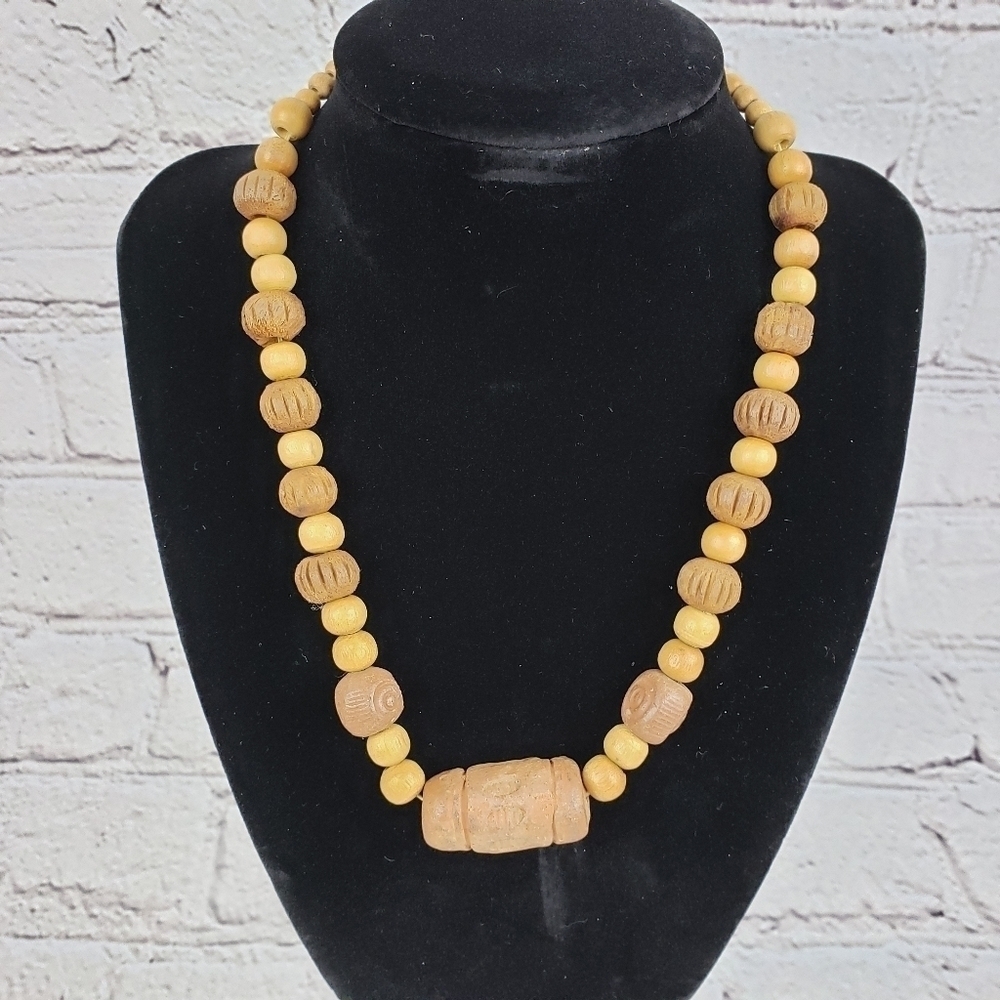 Boho Terracotta & Wood Layering Necklace